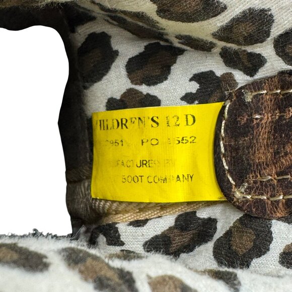 Dan Post Kids Tan/Brown Makucha Leopard Print Square Toe Western Boots Size 12D - Picture 7 of 8